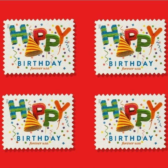 100 Forever Happy Birthday USPS Postage Stamps First Class Mail Party Invitation - Picture 2 of 9